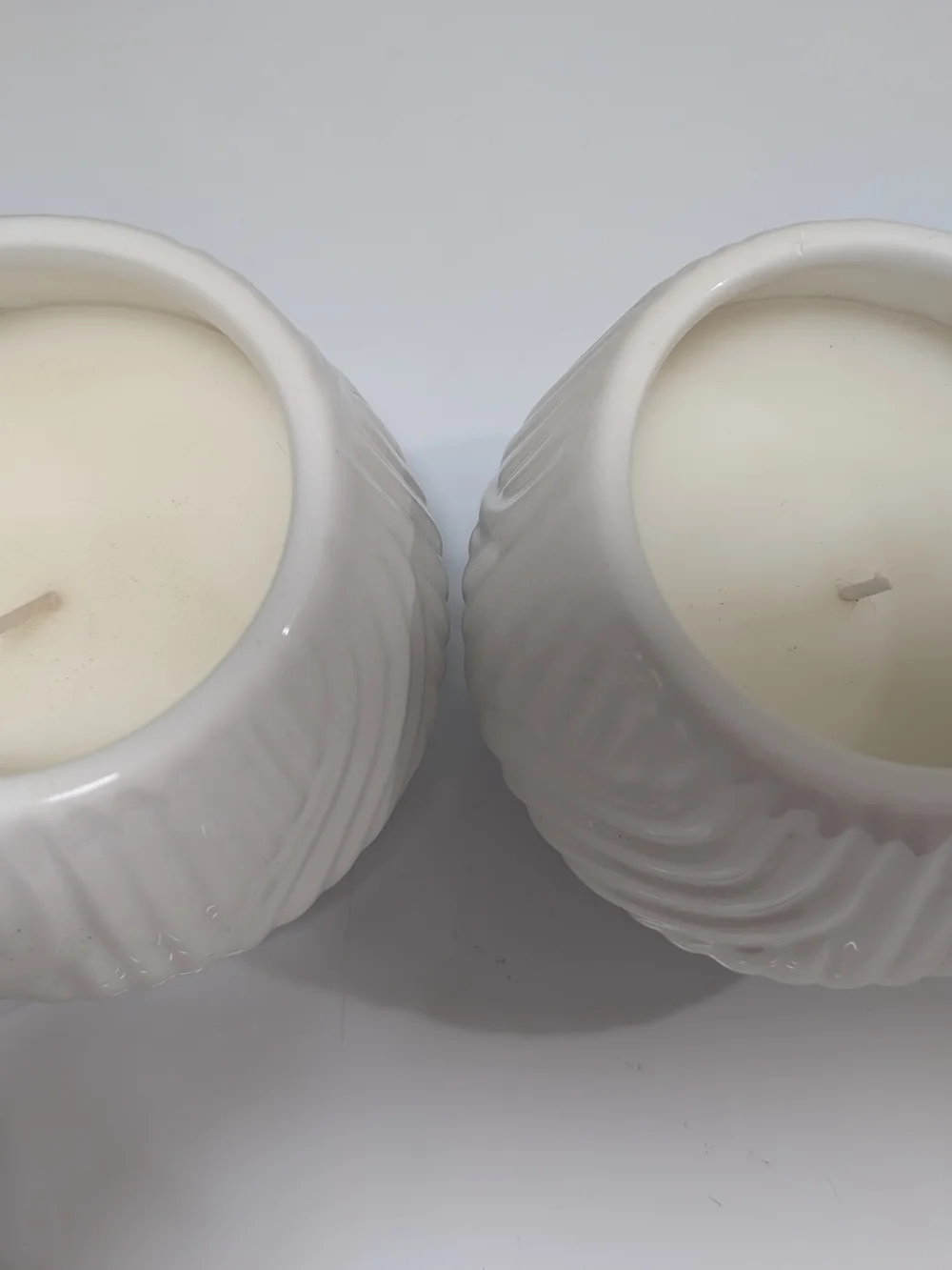 White Textured Ceramic Candle Set